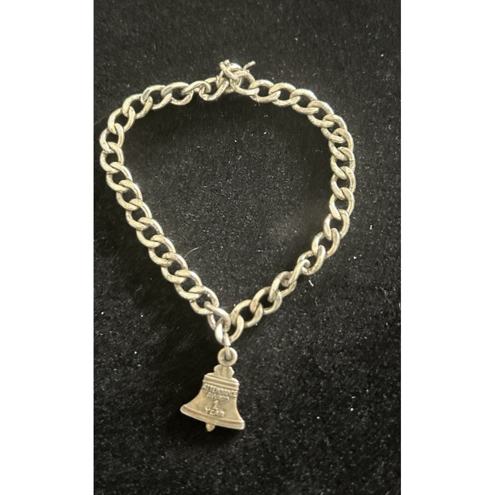 Vintage Sterling Silver Bell System Year Attendance Award Charm Bracelet 6.5"